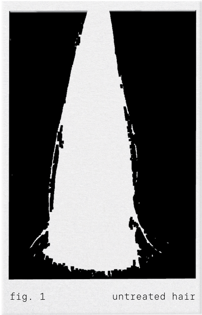Fig. 1: silhouette of an untreated hair swatch, narrow and flat.